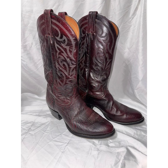Tony Lama Other - Tony Lama Mens Black Cherry Leather Western Cowboy Boots 03412 Burgundy 8.5 EE